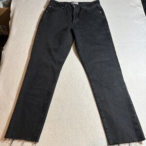 Agolde Jamie Jeans Womens‎ 26 Black High Rise Straight Leg Button Fly Raw Hem